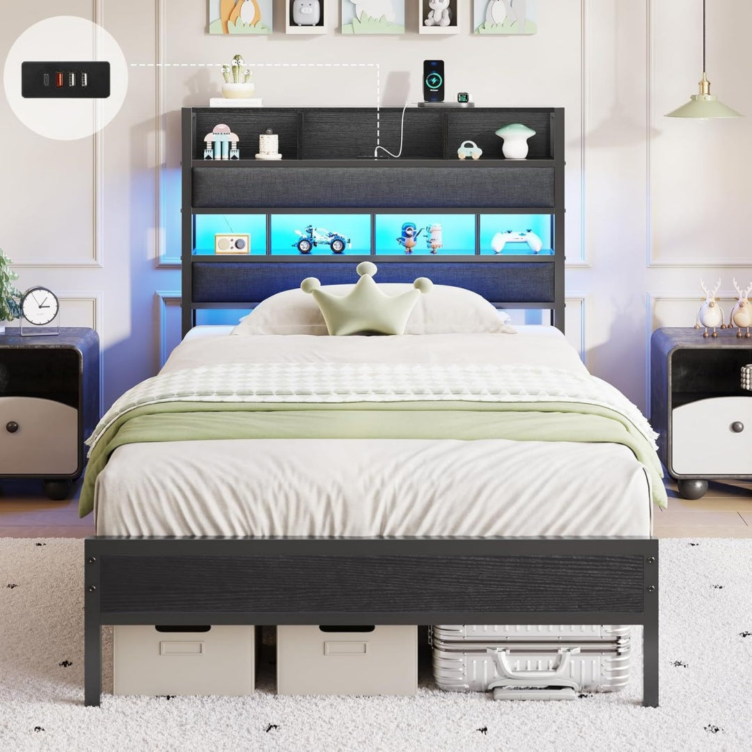 Base de lit en metal Grise