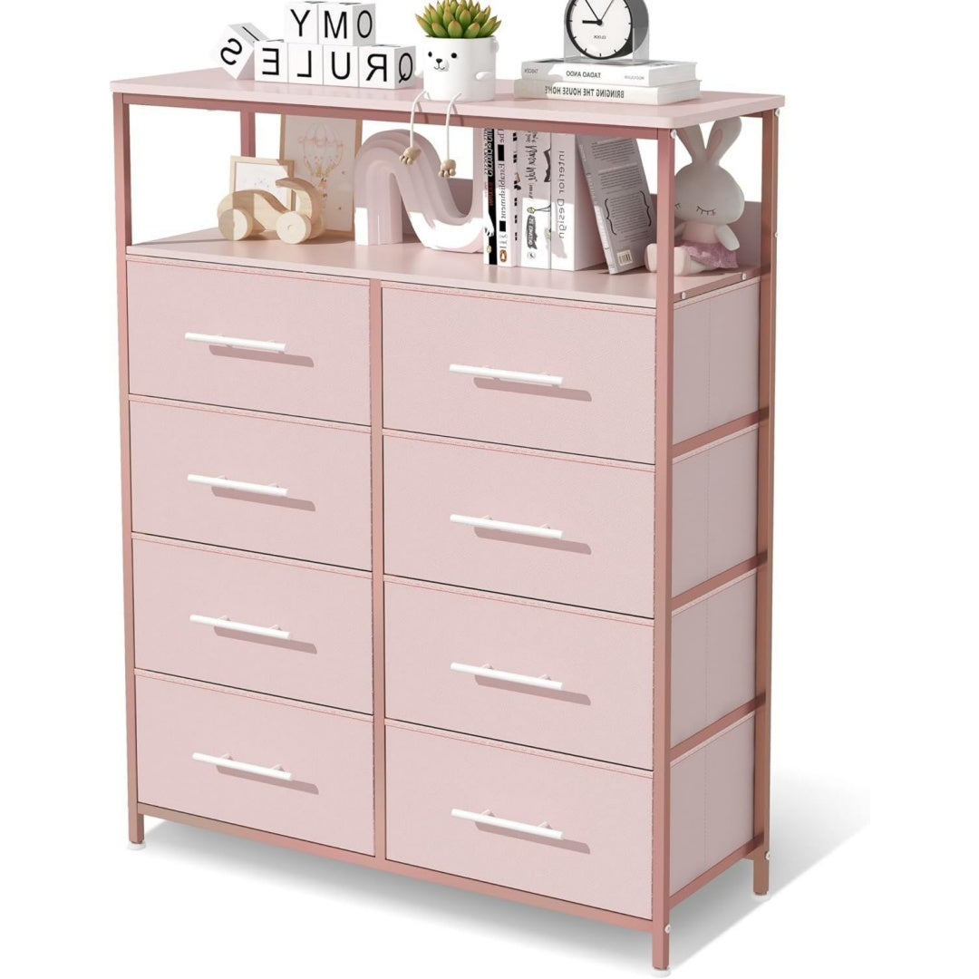 Coffre a tiroirs finition tissu gris clair