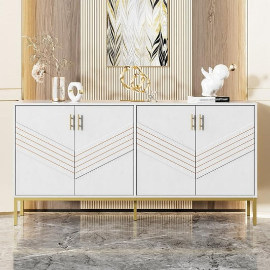 Buffet 160 x 40 x 80 cm en MDF et metal solide