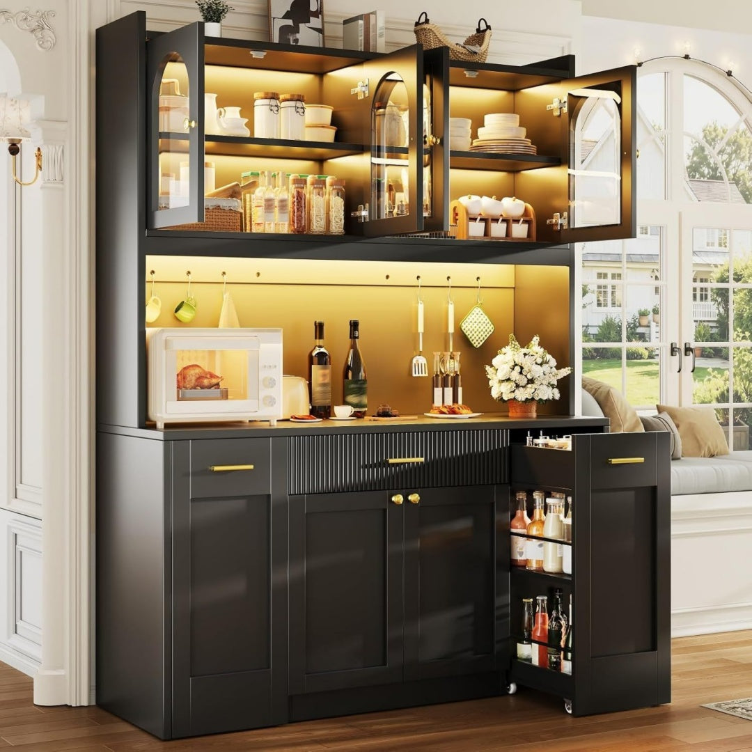 Buffet verre trempe gris 120 x 40 x 187 cm