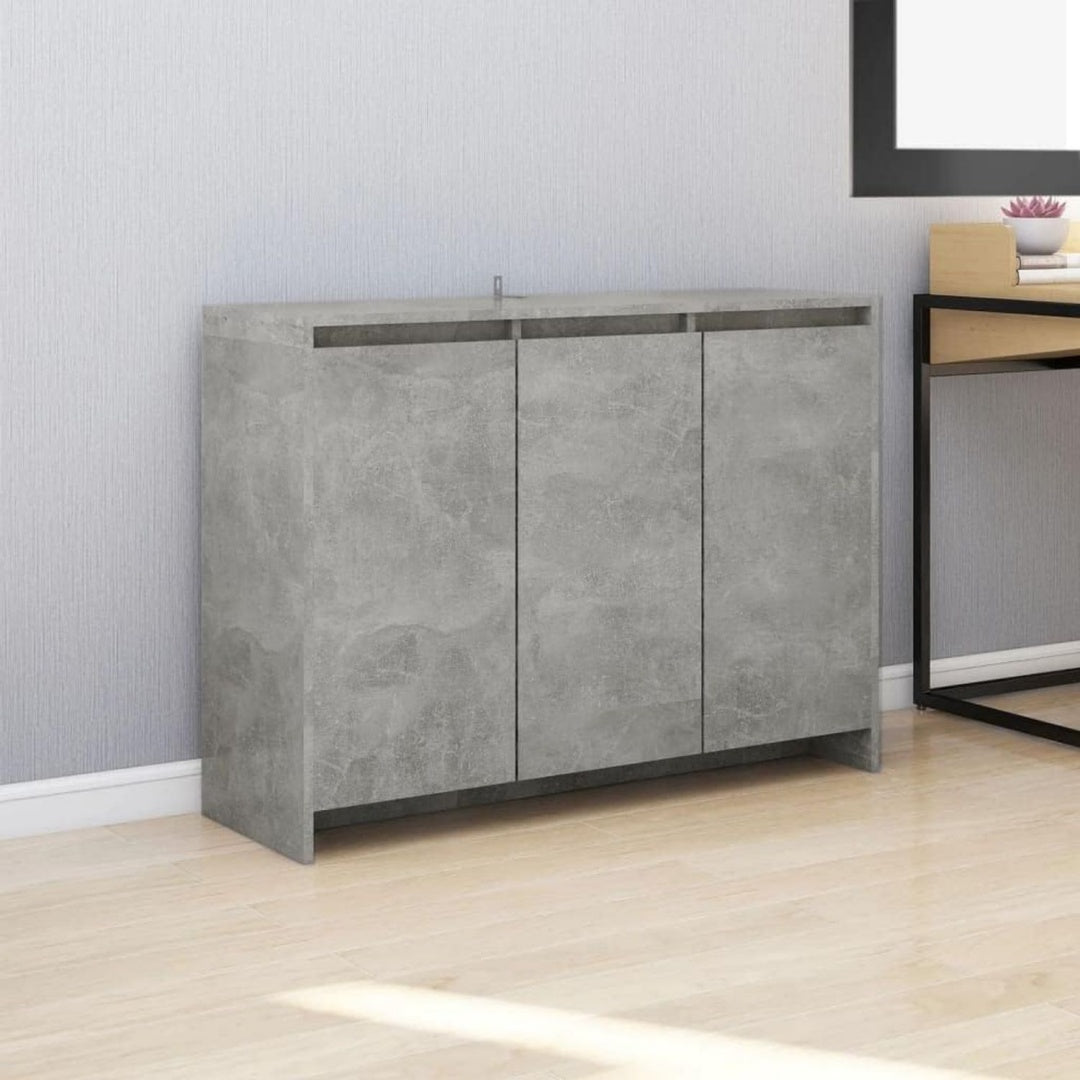 Meuble de rangement gris en bois dote de etageres et 3 portes