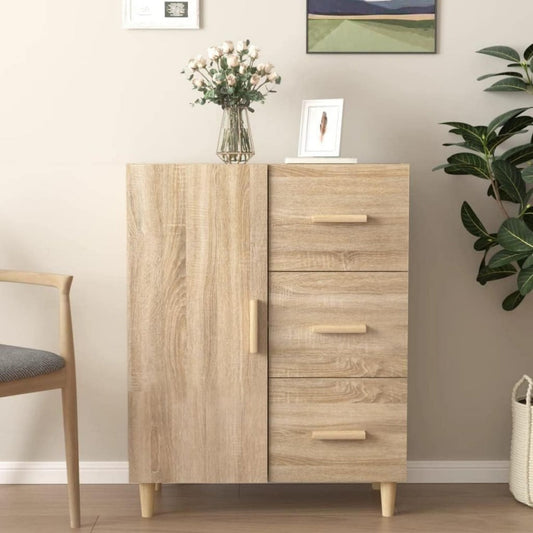 Buffet beige style rustique en bois, 3 tiroirs