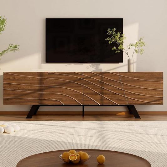 Meuble TV de rangement teinte marron, en MDF, capacite optimale