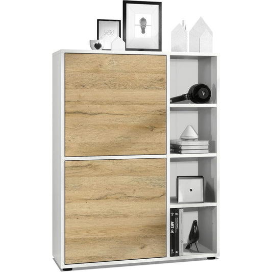 Organisation, buffet beige en bois 2 portes