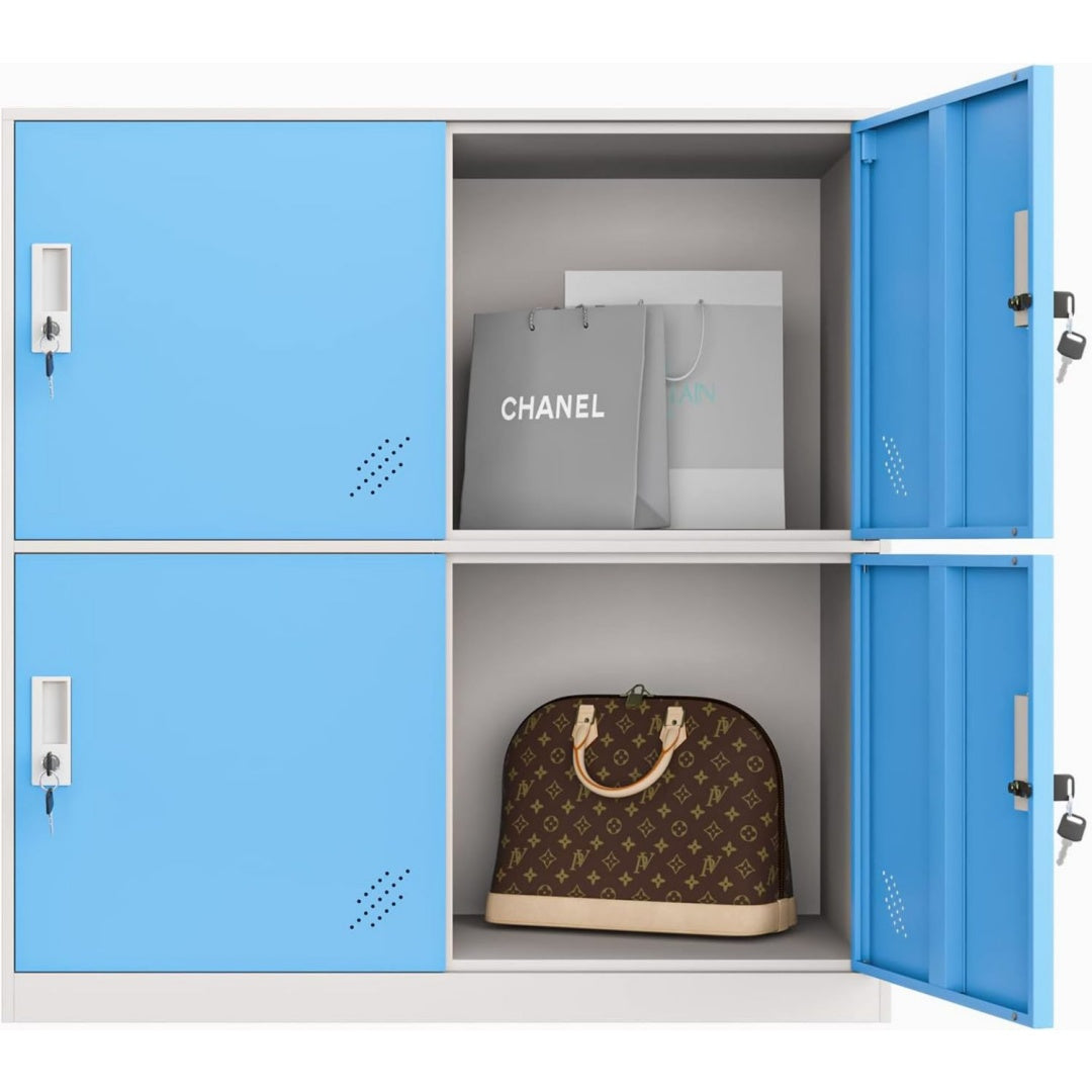 Meuble de rangement structure en acier 9 portes bleu