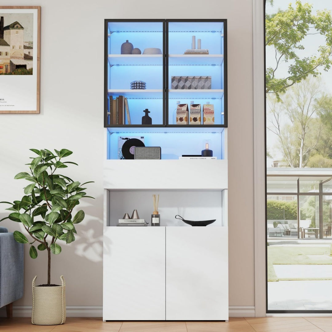 Panneau de particules et metal, vitrine dexposition gris clair style moderne