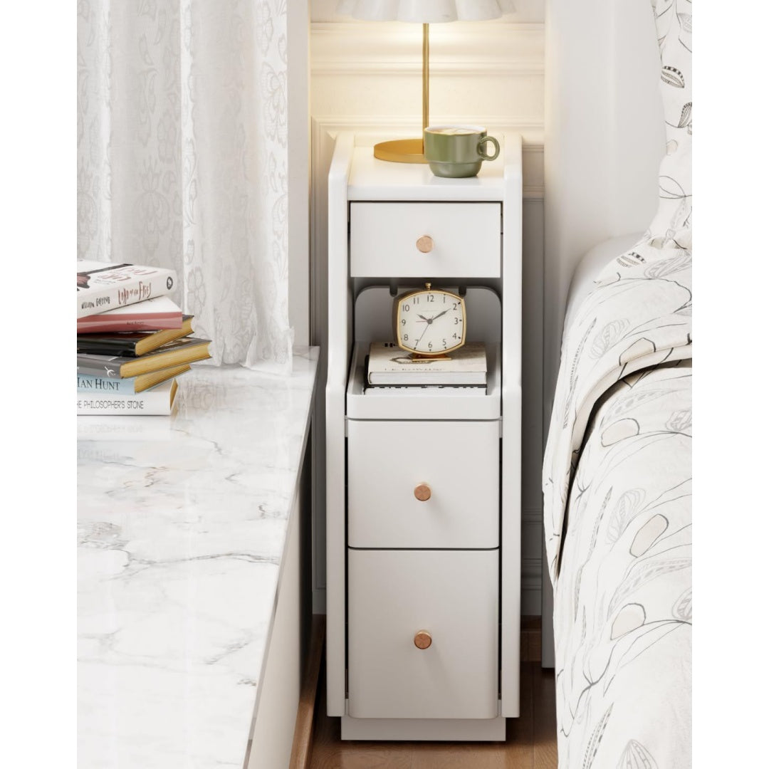Table de nuit gris clair etagere ouverte classique