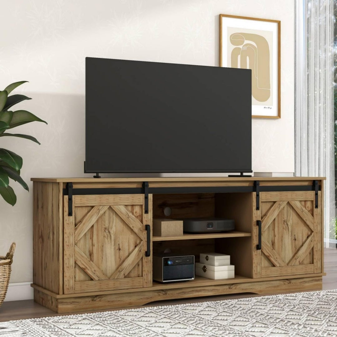 Meuble TV en metal et panneau de particules gris