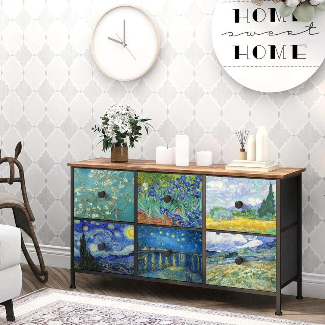 Commode gris clair en metal et tissu de qualite