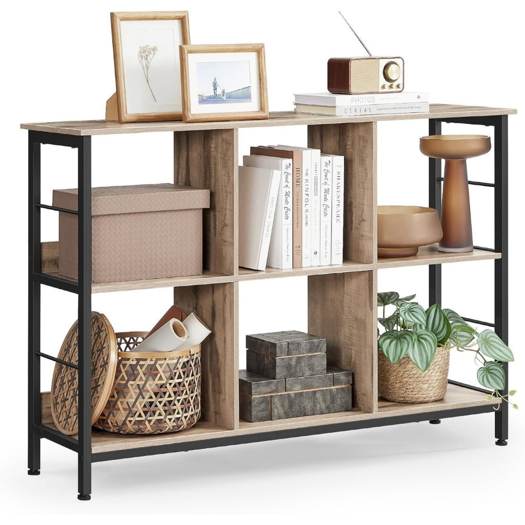 Bibliotheque etagere gris clair 2 etageres de rangement, acier style industriel