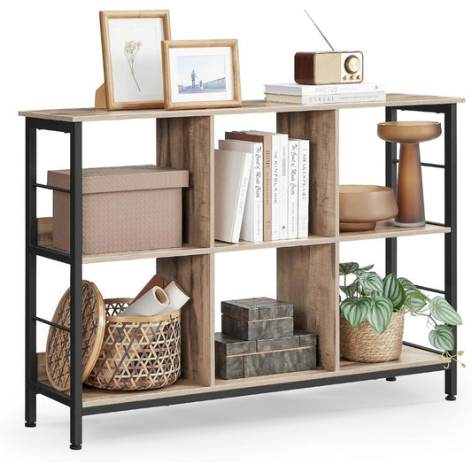 Bibliotheque etagere gris clair 2 etageres de rangement, acier style industriel