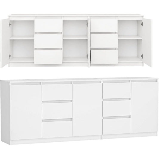Minimaliste commode gris clair 3 portes et 6 tiroirs