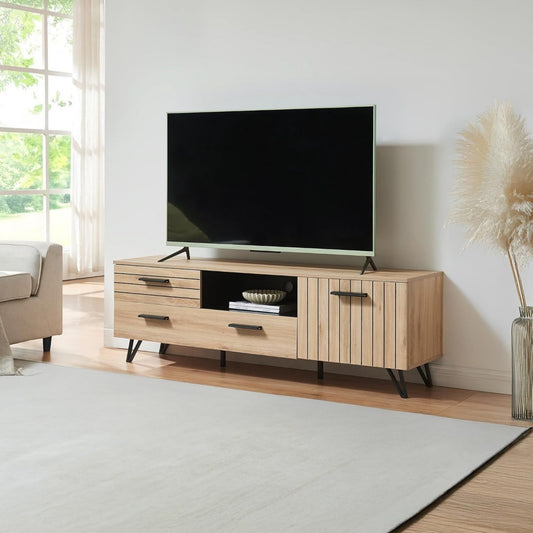 Design moderne meuble TV gris clair 150 x 38 x 49 cm